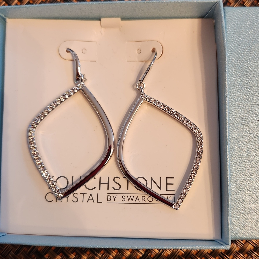 Touchstone Swarovski Open drop earrings NWT